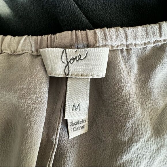 Joie 100% Silk Blouse Gray Black Pullover Bat Wing Sleeves SZ M - Picture 9 of 12